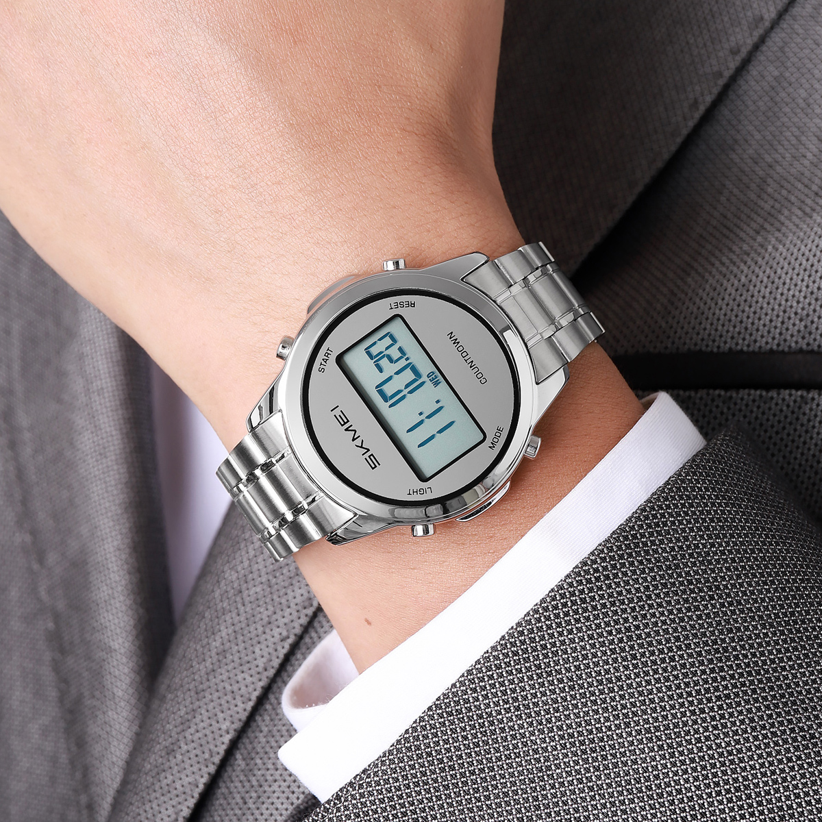 SKMEI2702 Men Round Digital Watch Multifunction Electronic Wrist Watch