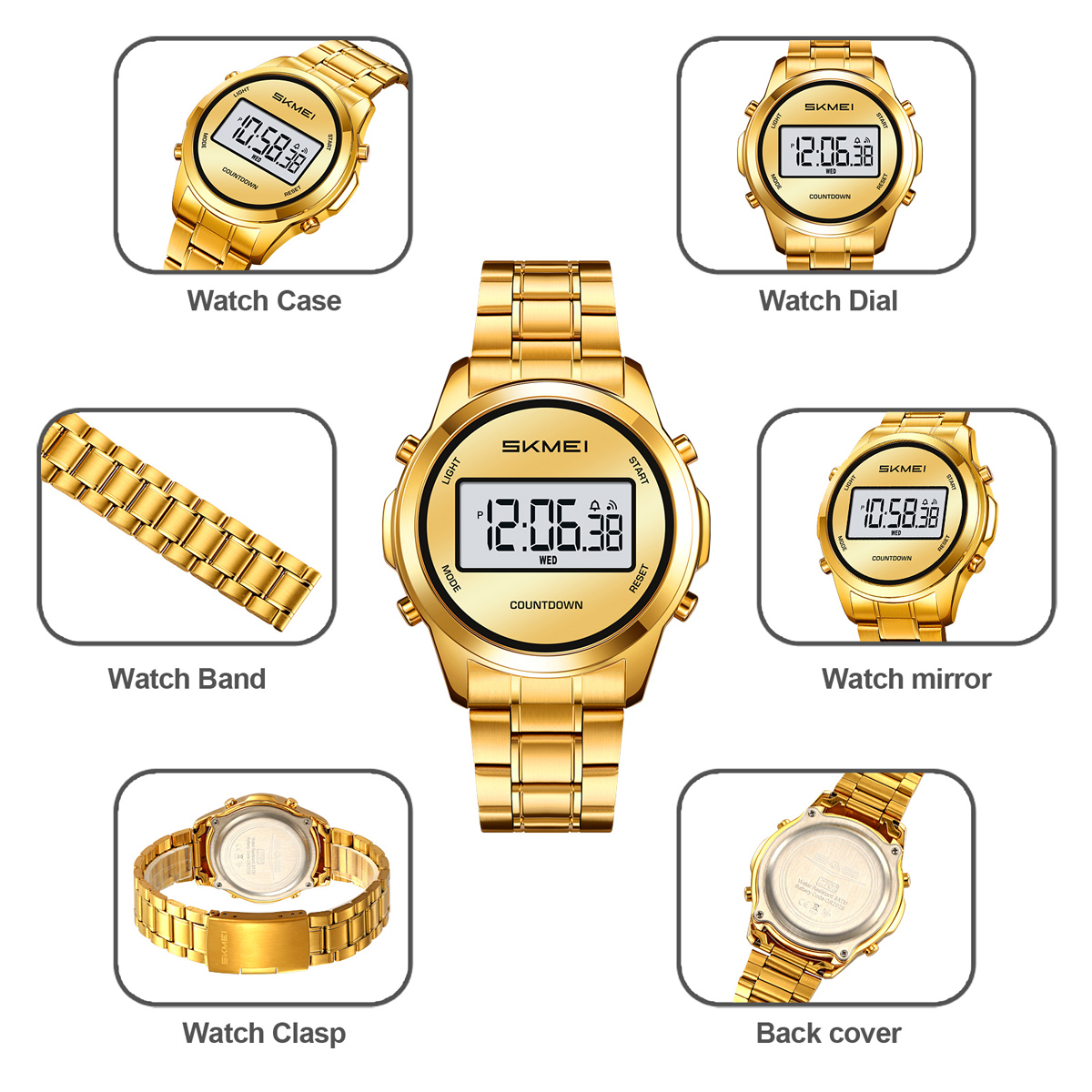SKMEI2702 Men Round Digital Watch Multifunction Electronic Wrist Watch