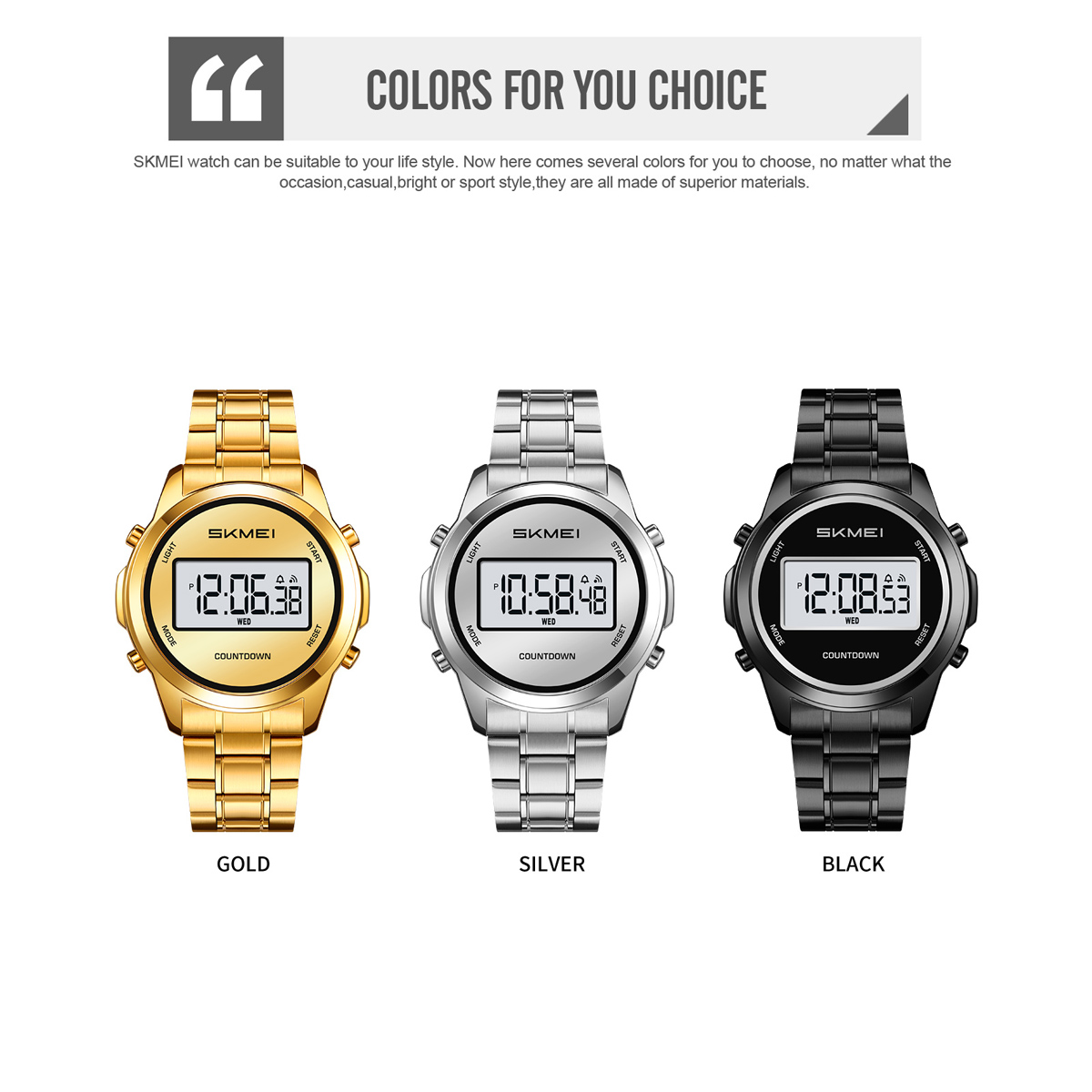 SKMEI2702 Men Round Digital Watch Multifunction Electronic Wrist Watch