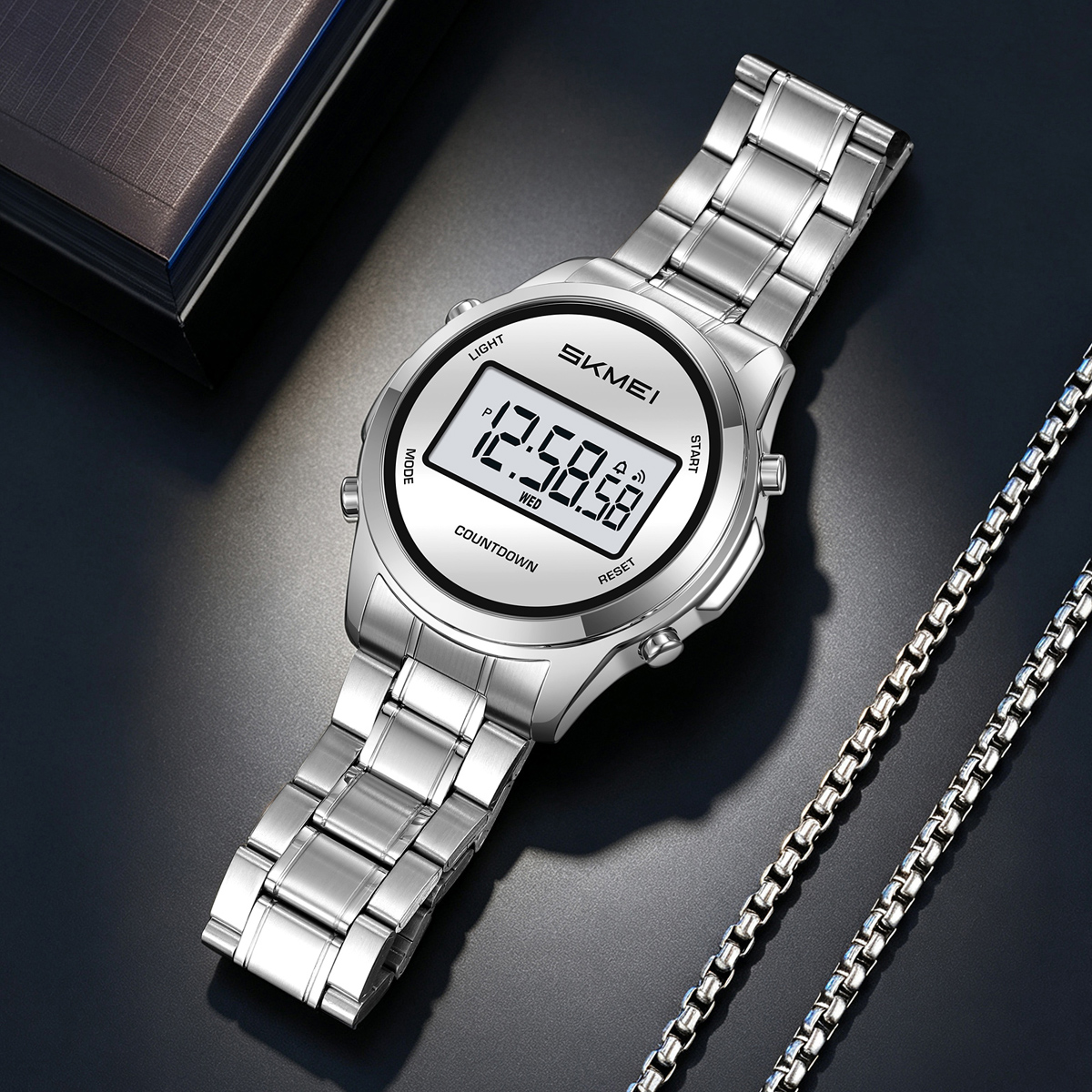 SKMEI2702 Men Round Digital Watch Multifunction Electronic Wrist Watch