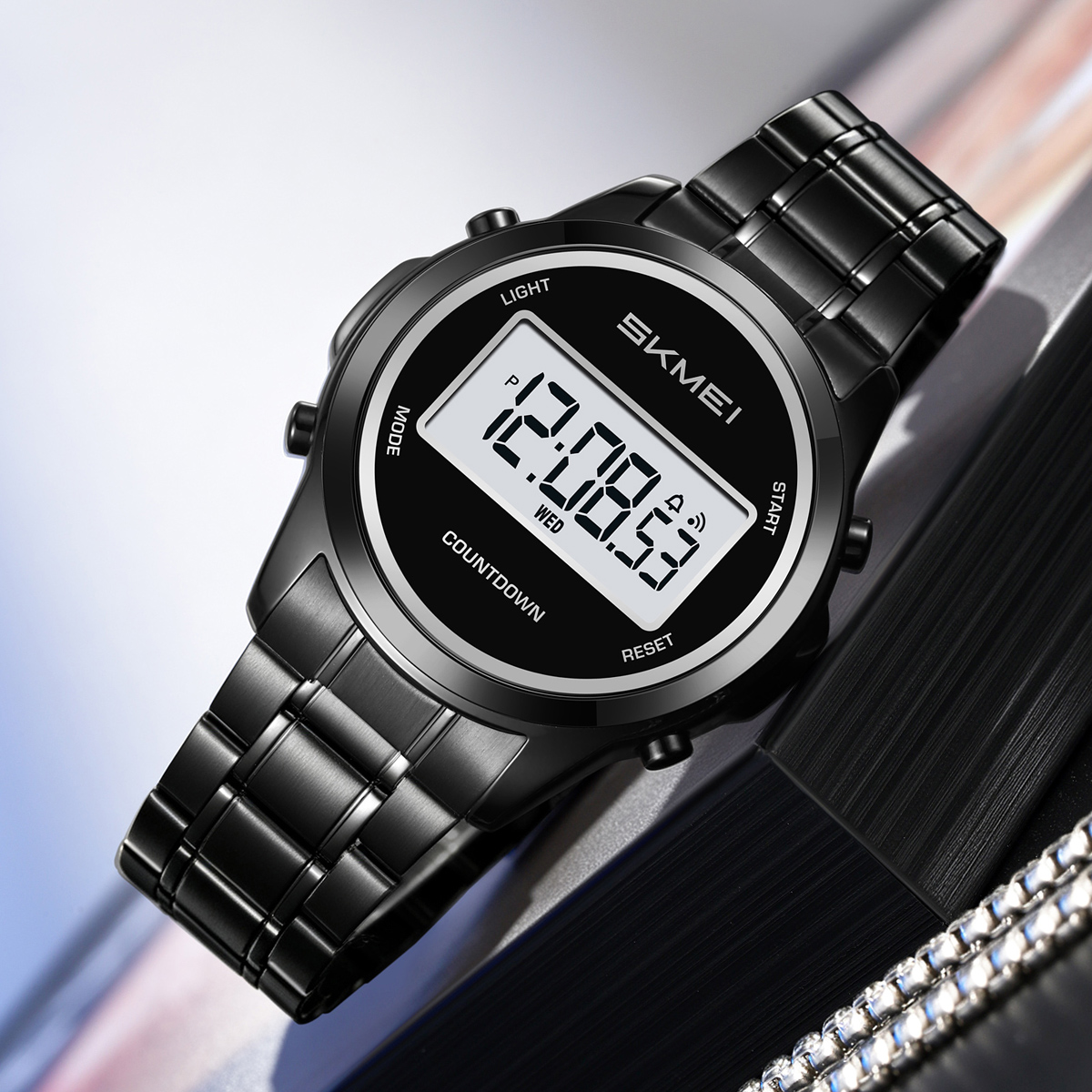 SKMEI2702 Men Round Digital Watch Multifunction Electronic Wrist Watch