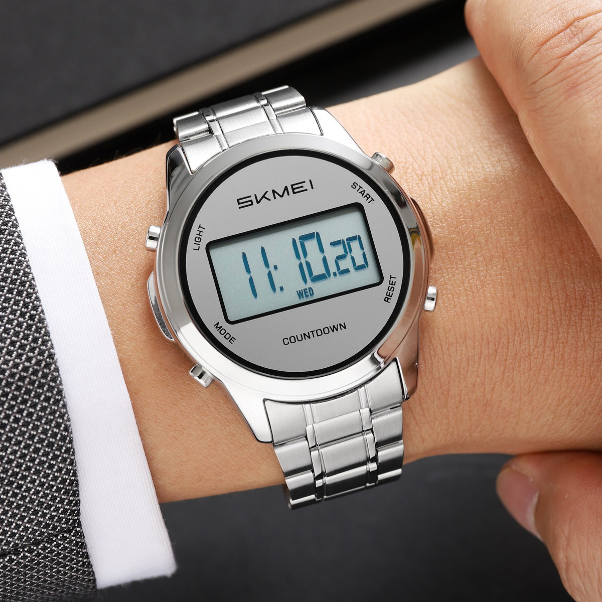 SKMEI2702 Men Round Digital Watch Multifunction Electronic Wrist Watch