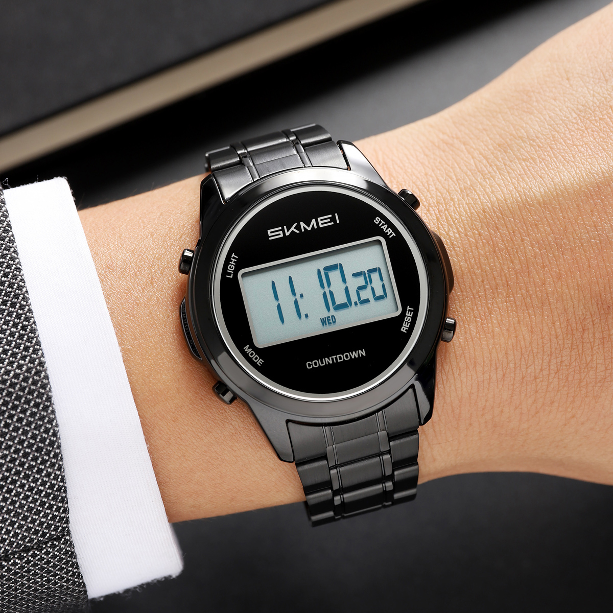 SKMEI2702 Men Round Digital Watch Multifunction Electronic Wrist Watch