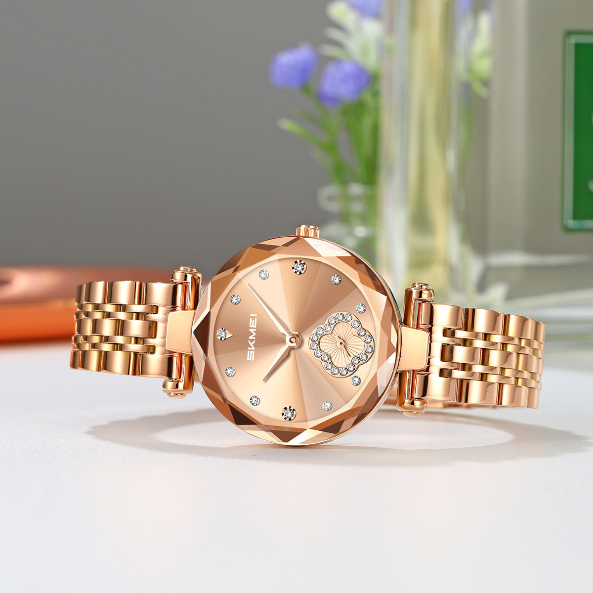 SKMEI 2718 Women Fashion Bling Diamond Quartz Wristwatch