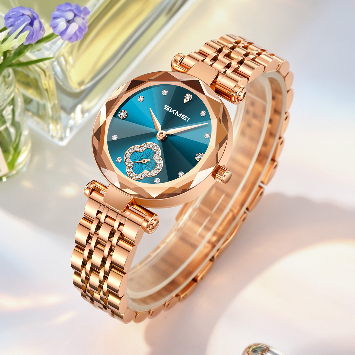 SKMEI 2718 Women Fashion Bling Diamond Quartz Wristwatch