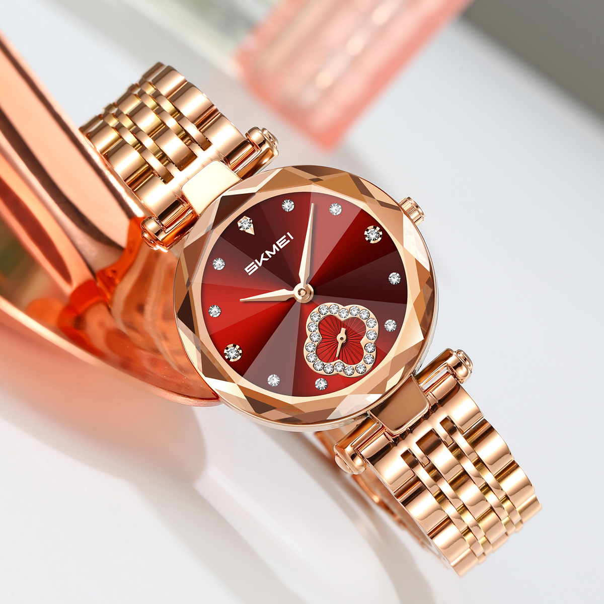 SKMEI 2718 Women Fashion Bling Diamond Quartz Wristwatch