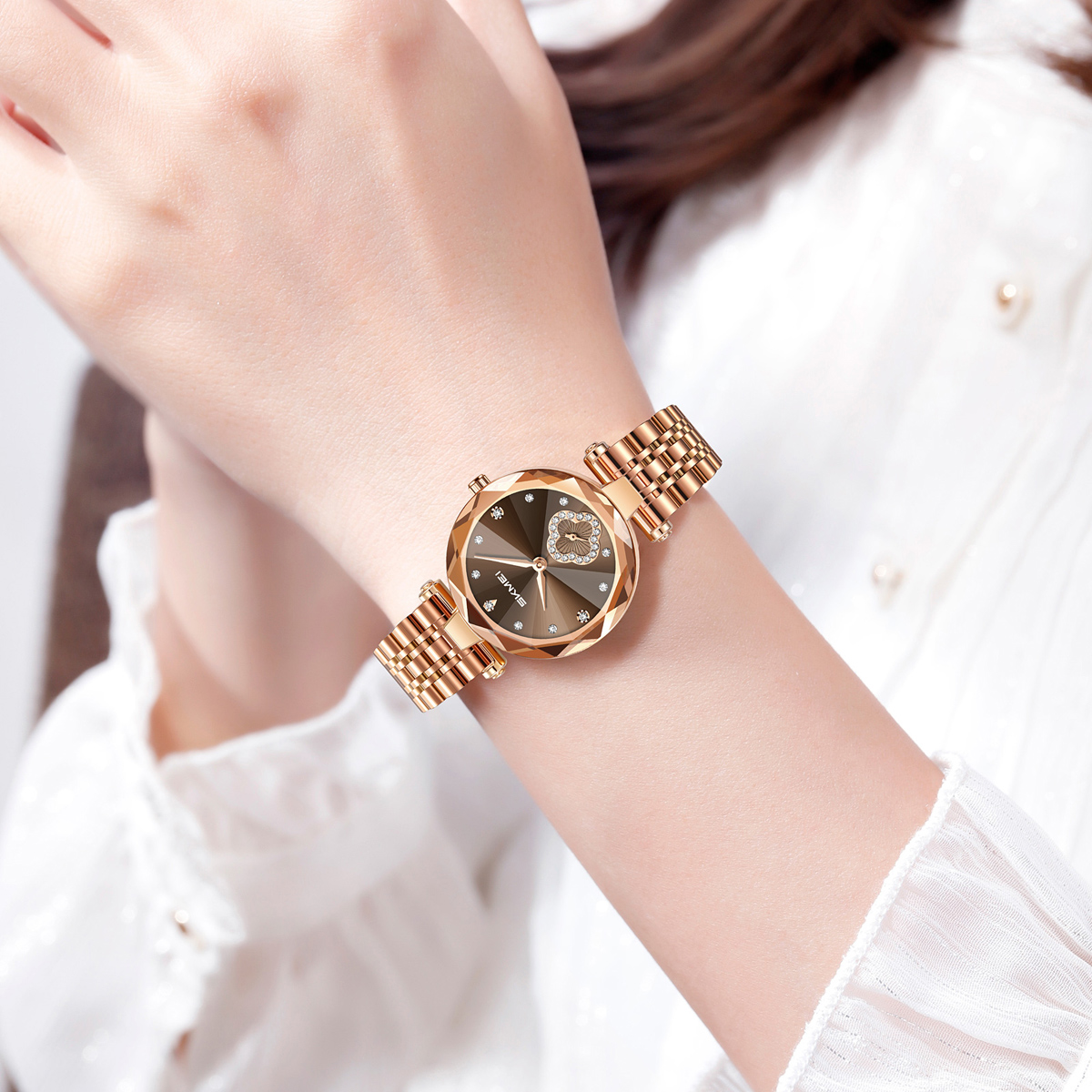 SKMEI 2718 Women Fashion Bling Diamond Quartz Wristwatch
