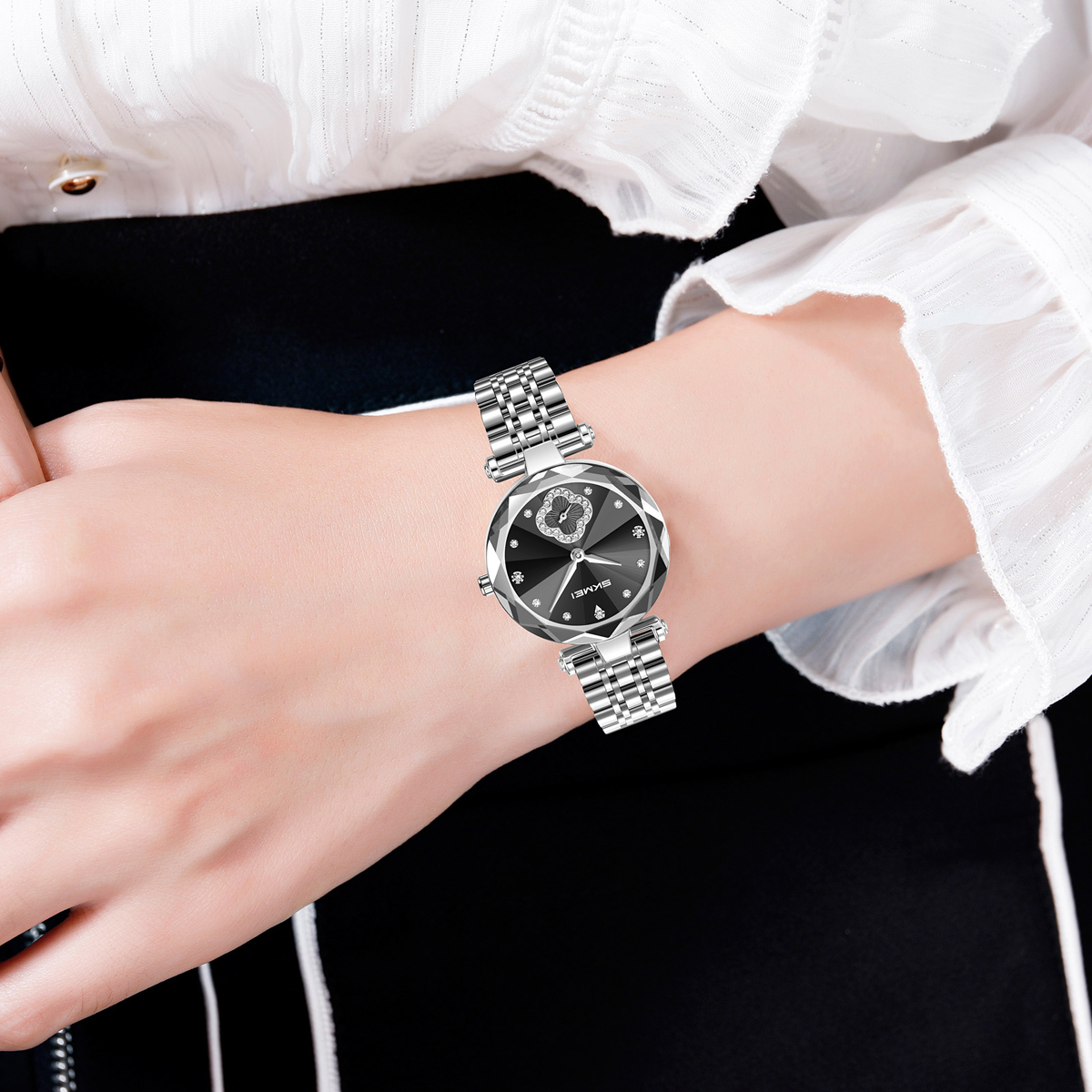 SKMEI 2718 Women Fashion Bling Diamond Quartz Wristwatch
