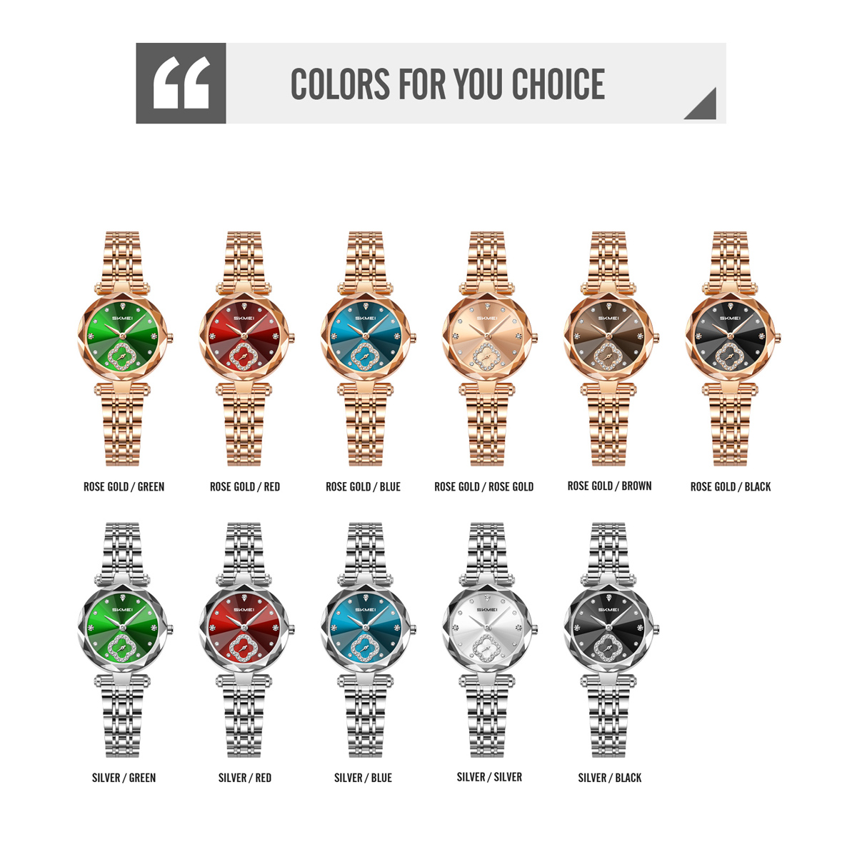 SKMEI 2718 Women Fashion Bling Diamond Quartz Wristwatch