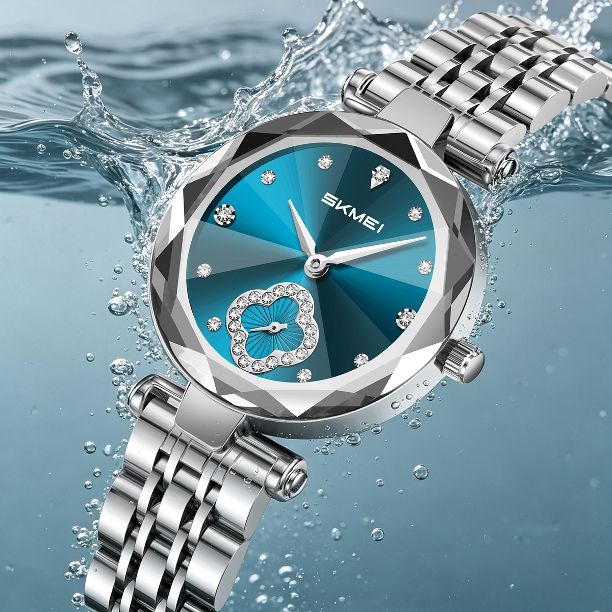 SKMEI 2718 Women Fashion Bling Diamond Quartz Wristwatch