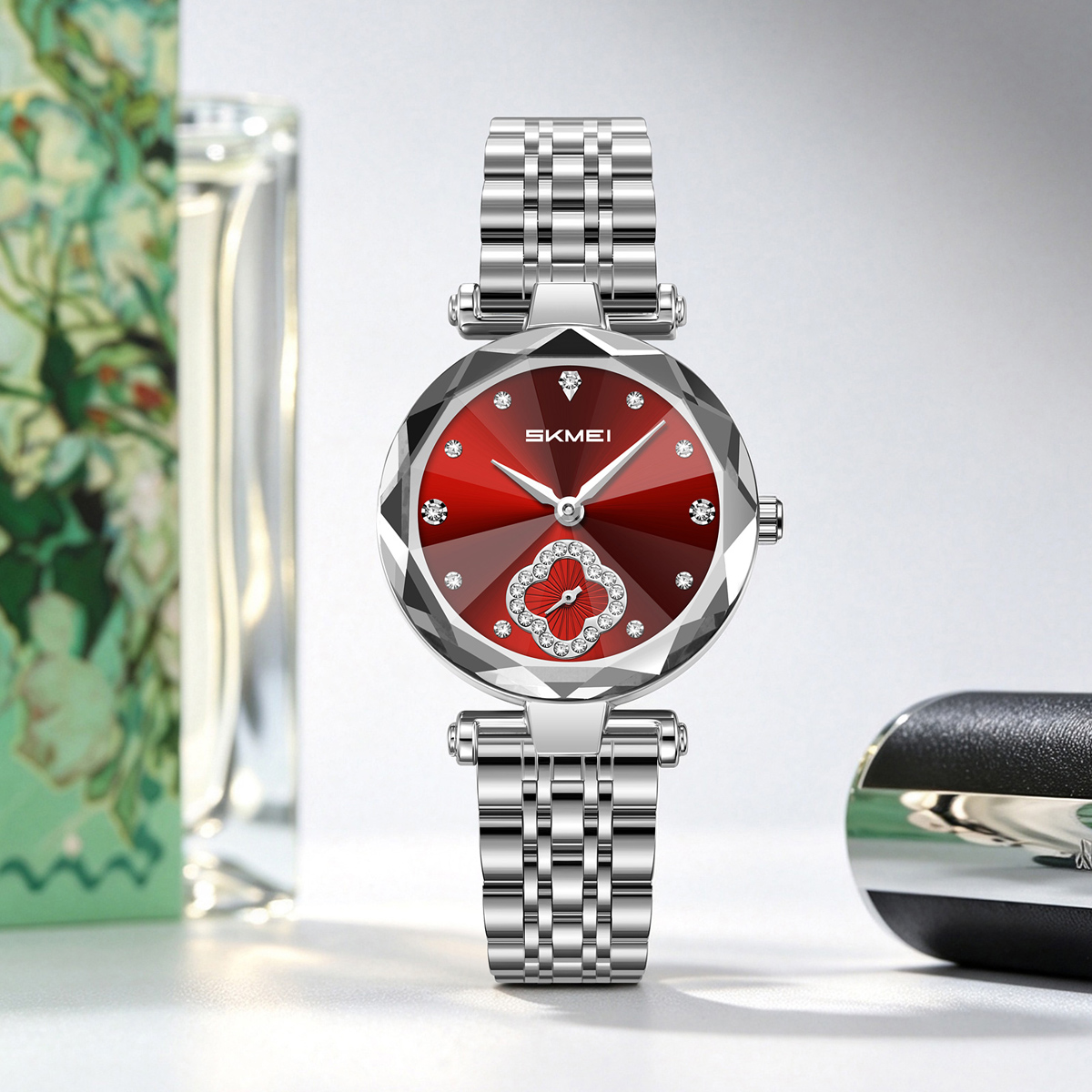 SKMEI 2718 Women Fashion Bling Diamond Quartz Wristwatch