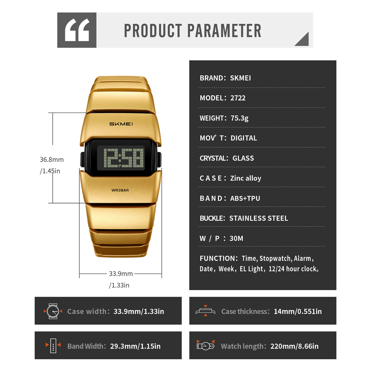 SKMEI 2722 Waterproof Multi-Function Sports Watch Bulk Supply