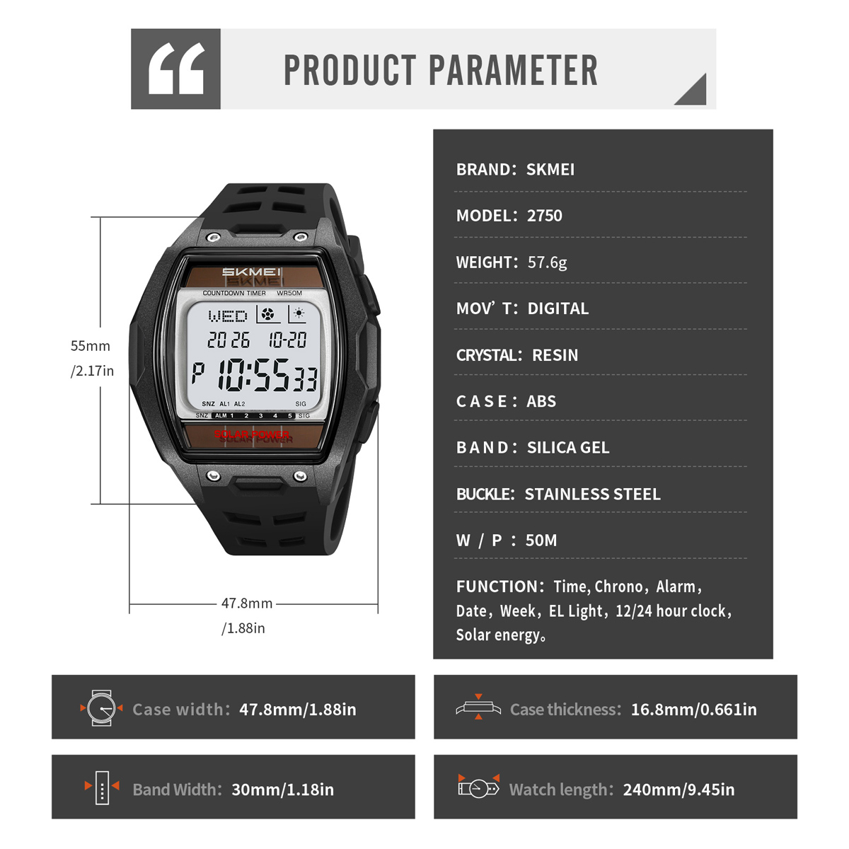 SKMEI 2750 fashion barrel-shaped digital watch 