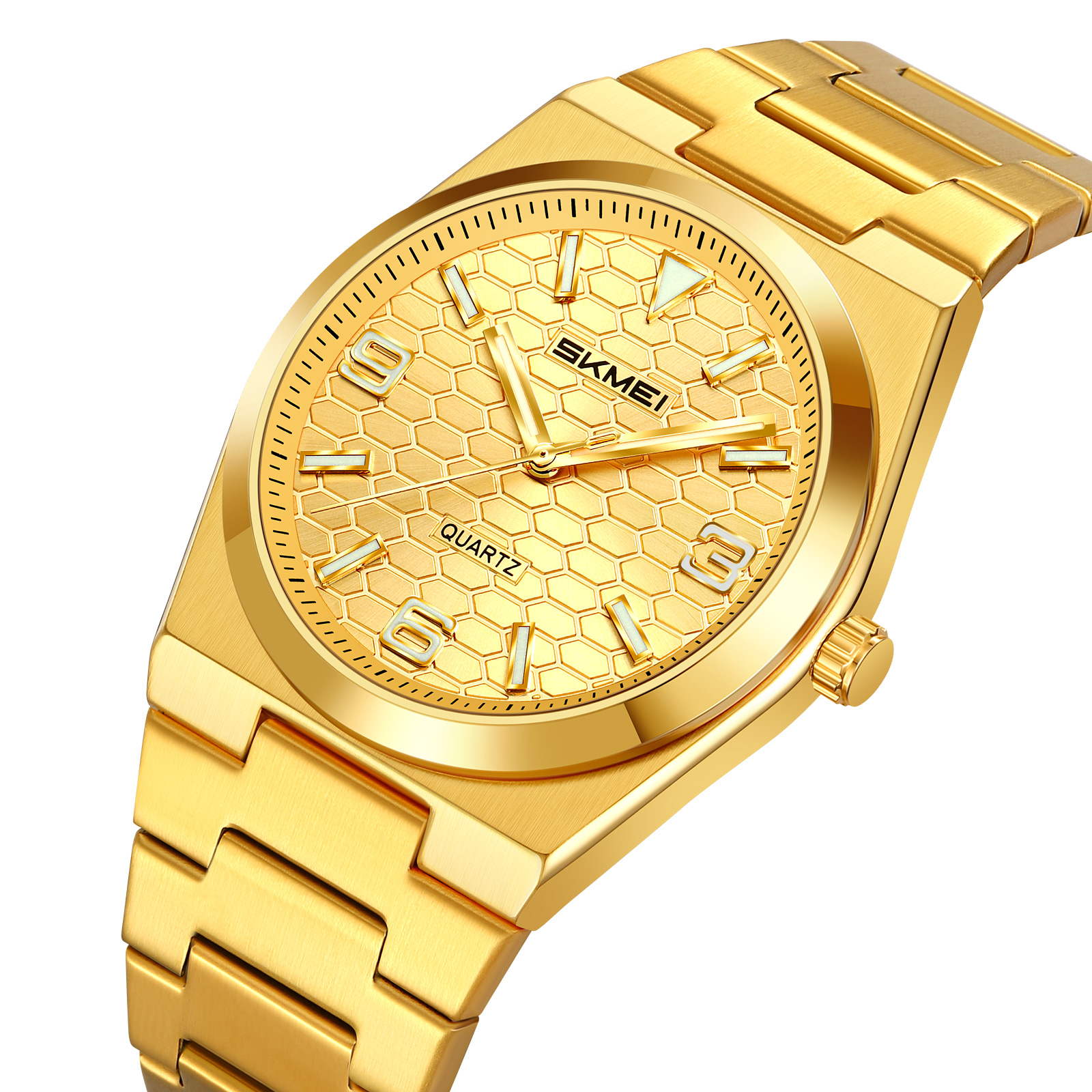 2761 SKMEI Men Honeycomb Dial Stainless Steel Wrist Watch