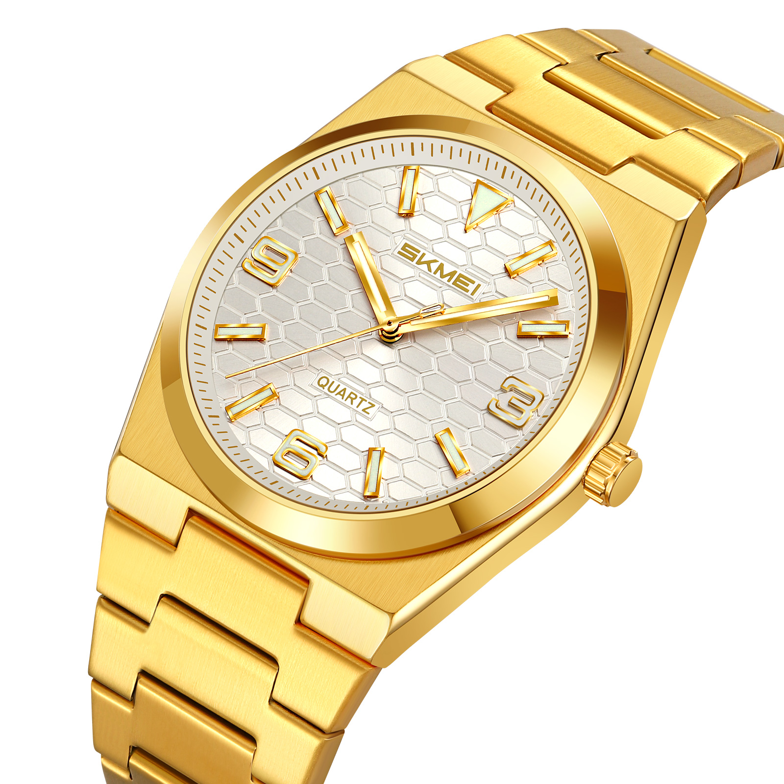 2761 SKMEI Men Honeycomb Dial Stainless Steel Wrist Watch
