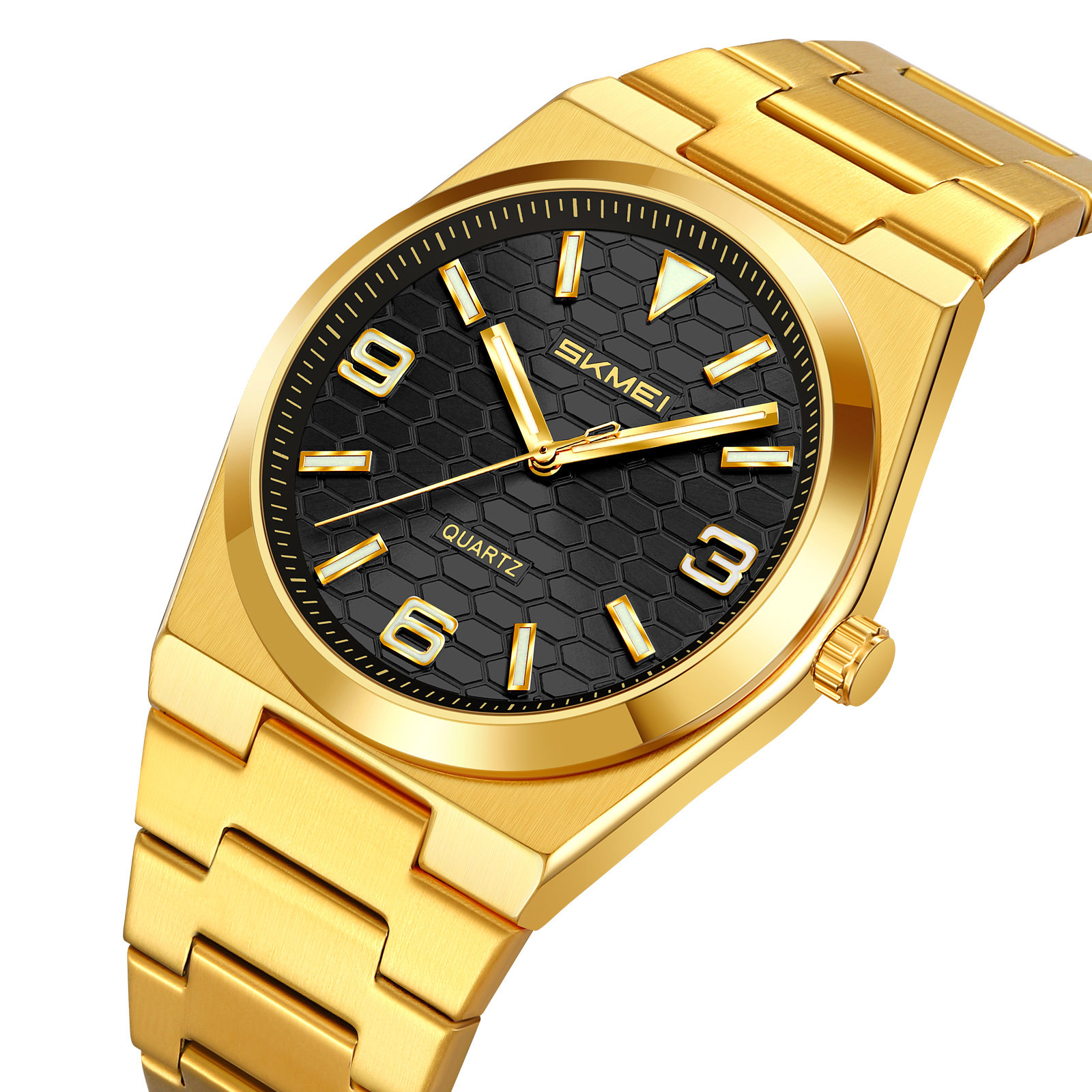 2761 SKMEI Men Honeycomb Dial Stainless Steel Wrist Watch