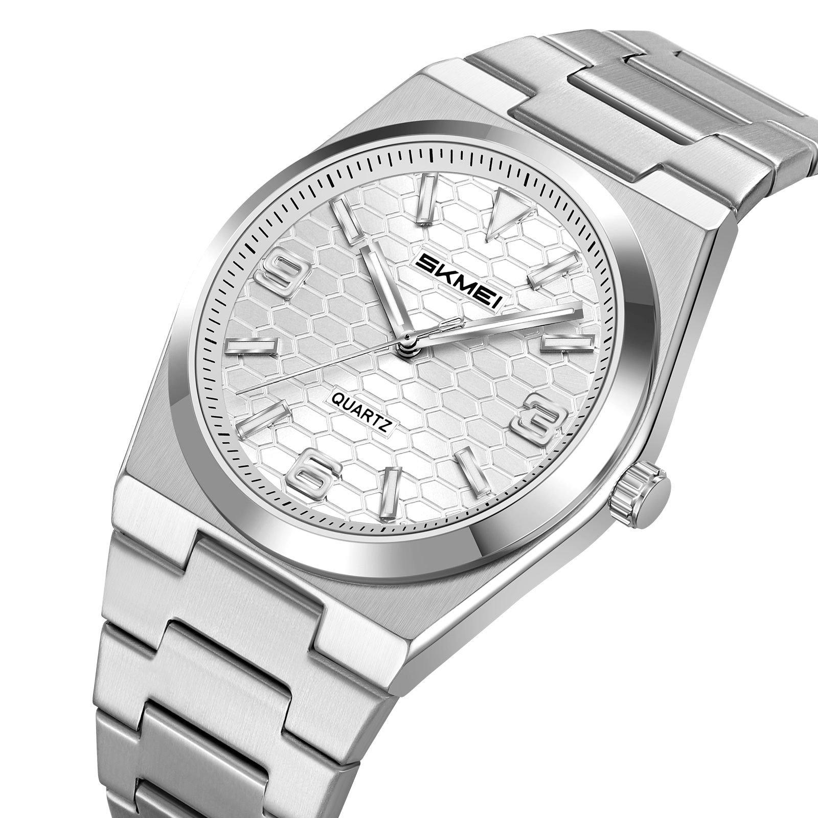 2761 SKMEI Men Honeycomb Dial Stainless Steel Wrist Watch