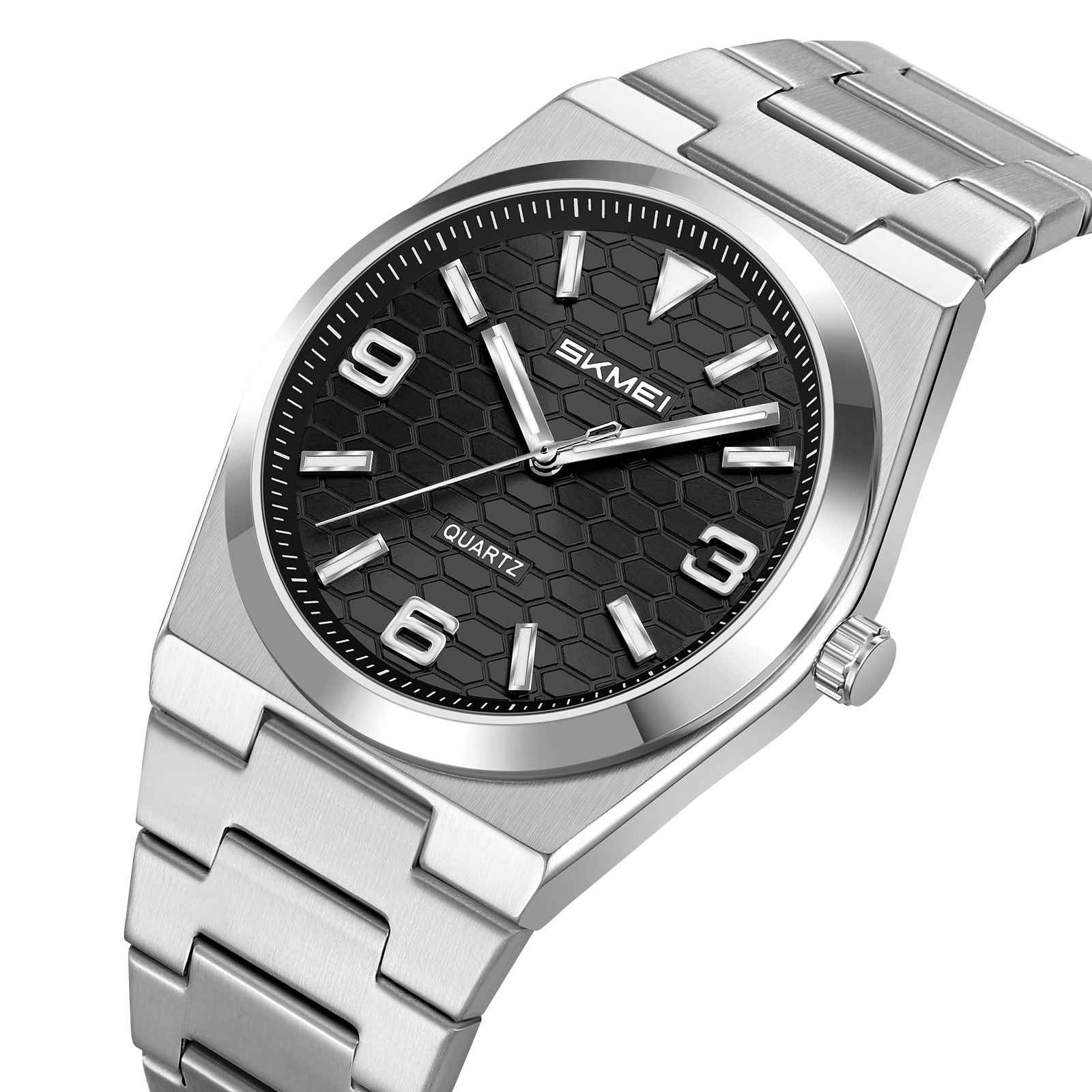 2761 SKMEI Men Honeycomb Dial Stainless Steel Wrist Watch
