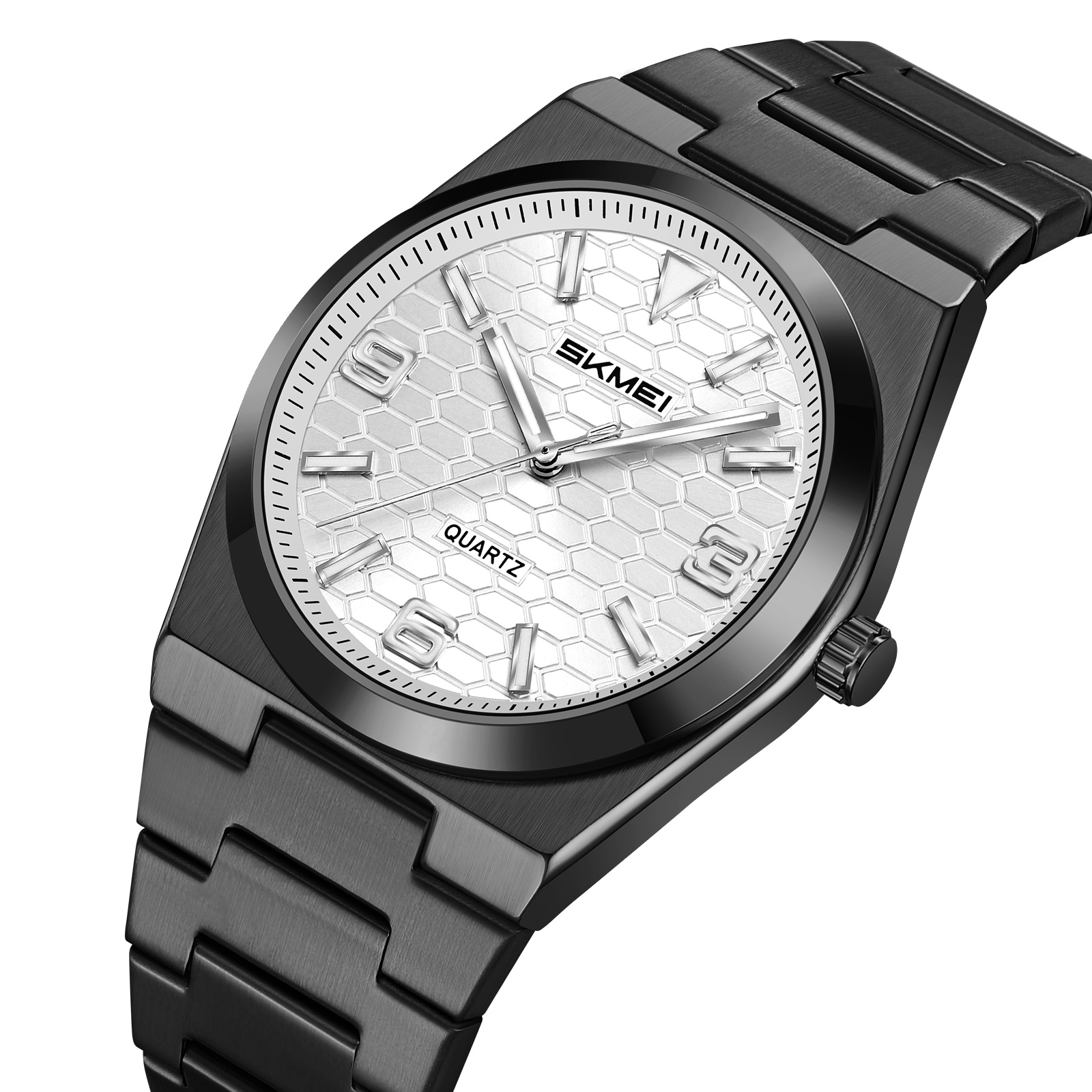 2761 SKMEI Men Honeycomb Dial Stainless Steel Wrist Watch