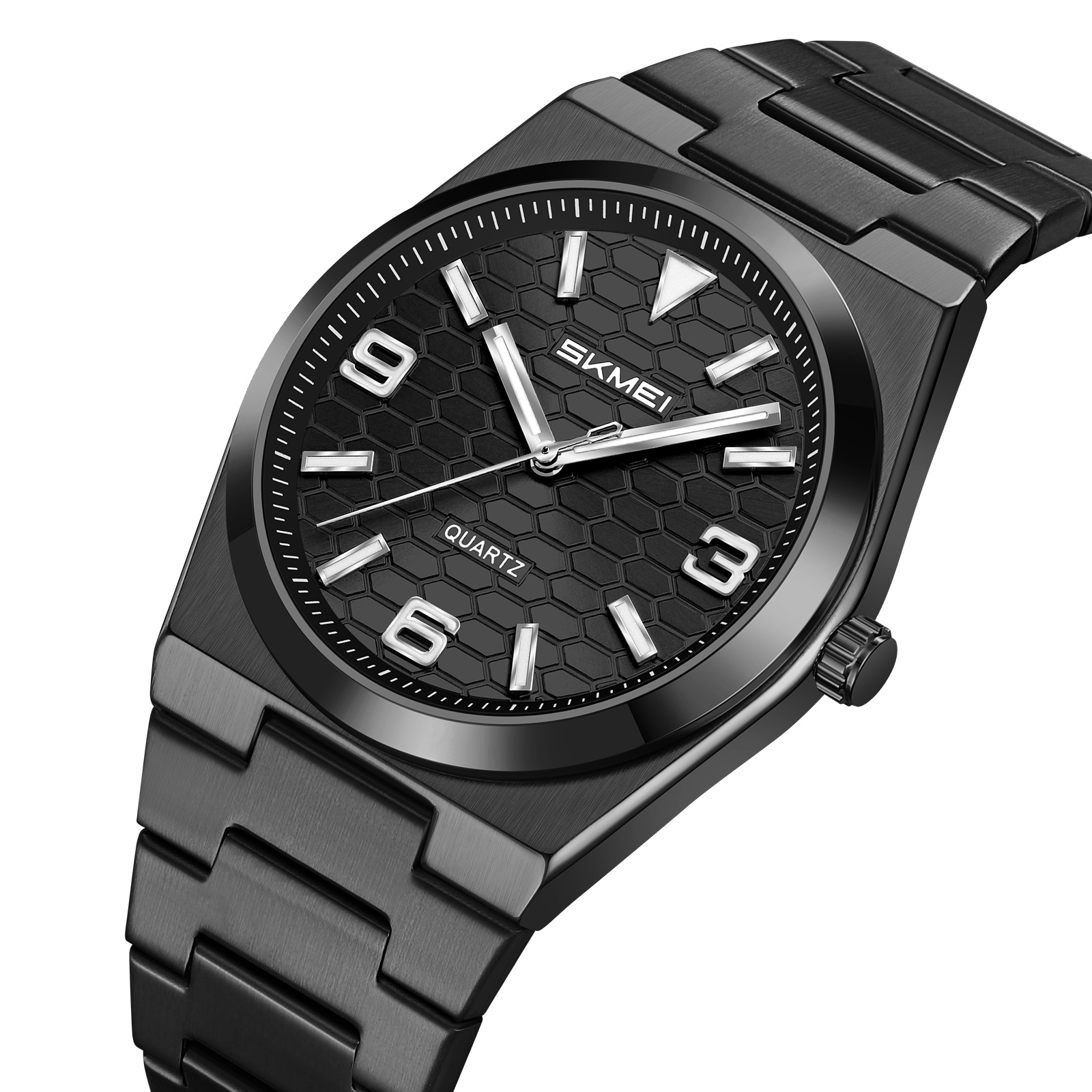 2761 SKMEI Men Honeycomb Dial Stainless Steel Wrist Watch
