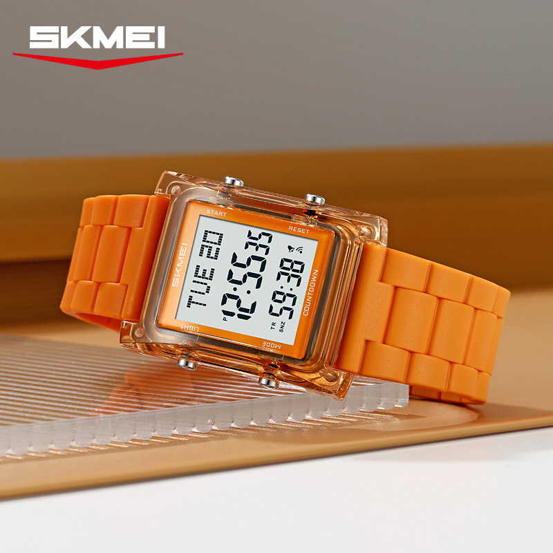 2787 SKMEI Retro Square Digital Watch Khaki Sport Wristwatch