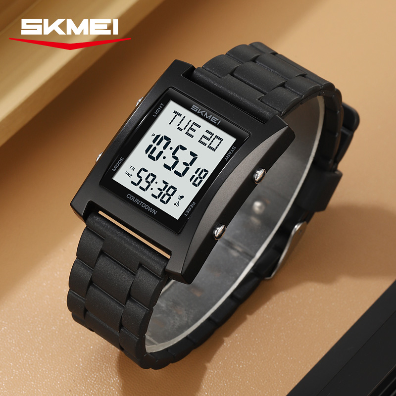 2787 SKMEI Retro Square Digital Watch Khaki Sport Wristwatch