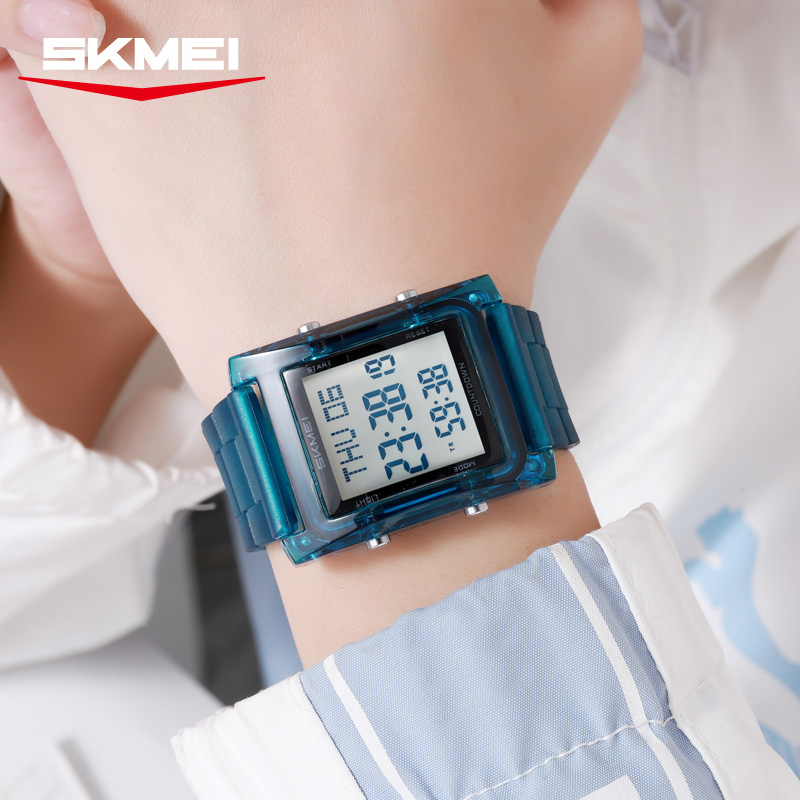 2787 SKMEI Retro Square Digital Watch Khaki Sport Wristwatch