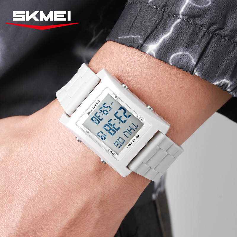 2787 SKMEI Retro Square Digital Watch Khaki Sport Wristwatch