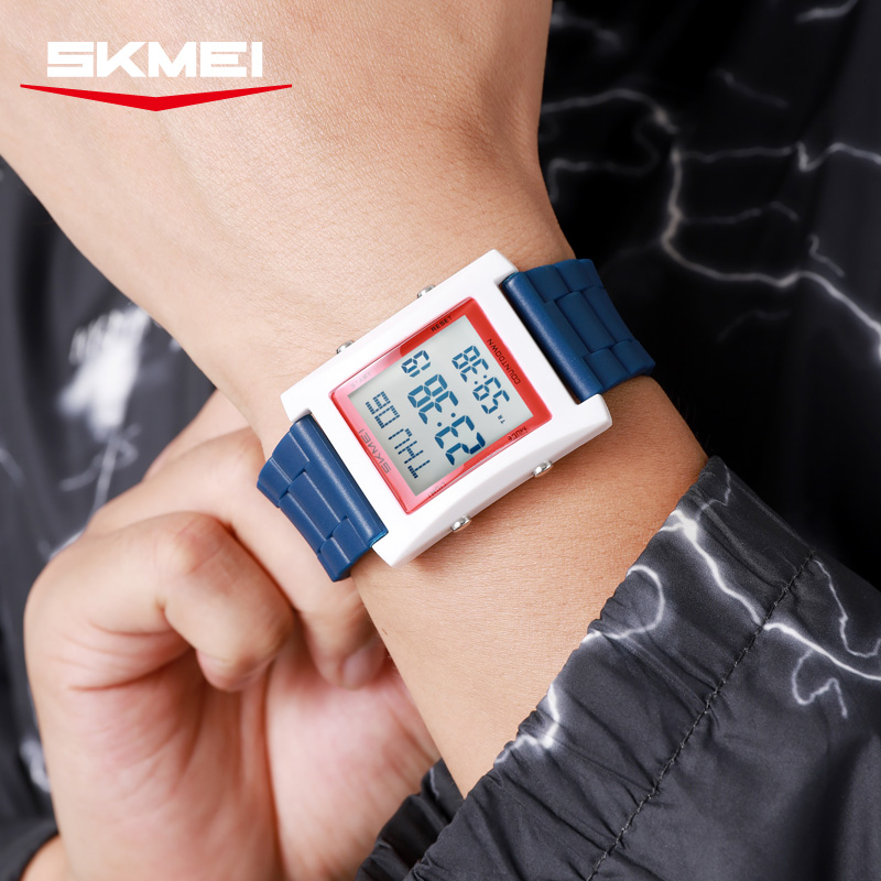 2787 SKMEI Retro Square Digital Watch Khaki Sport Wristwatch