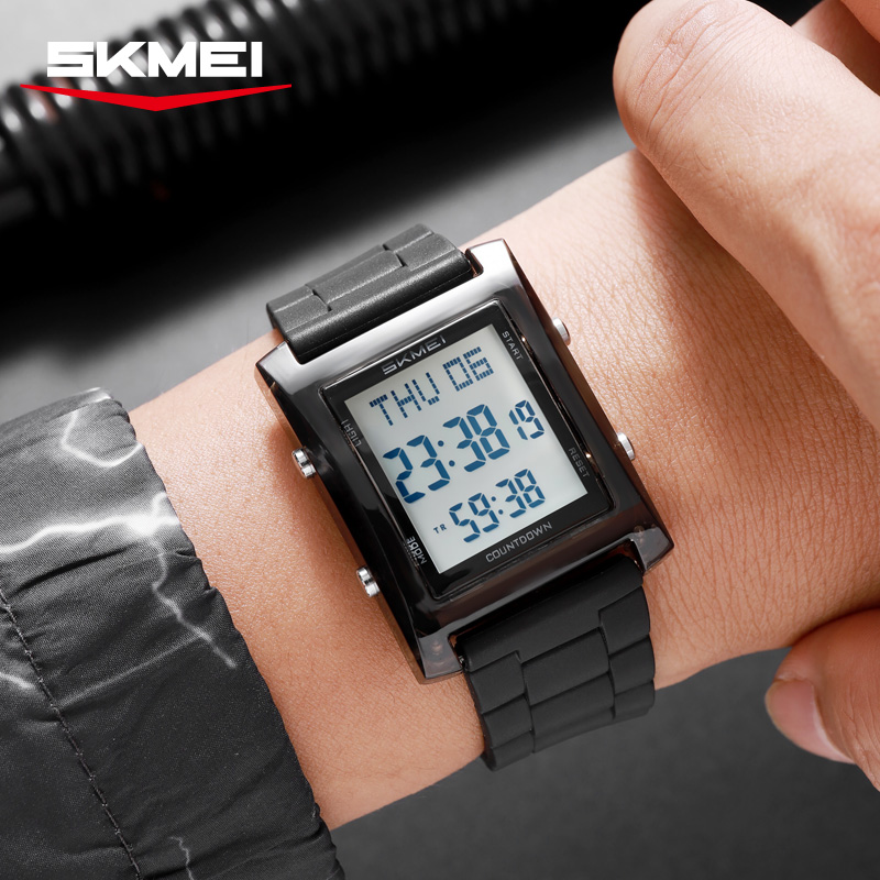 2787 SKMEI Retro Square Digital Watch Khaki Sport Wristwatch