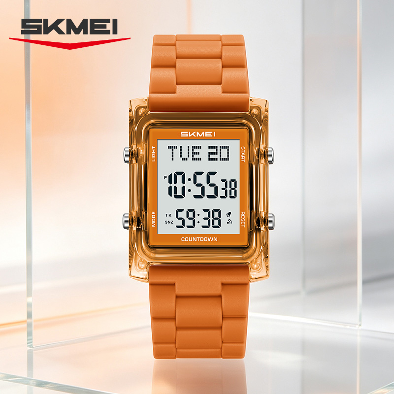 2787 SKMEI Retro Square Digital Watch Khaki Sport Wristwatch
