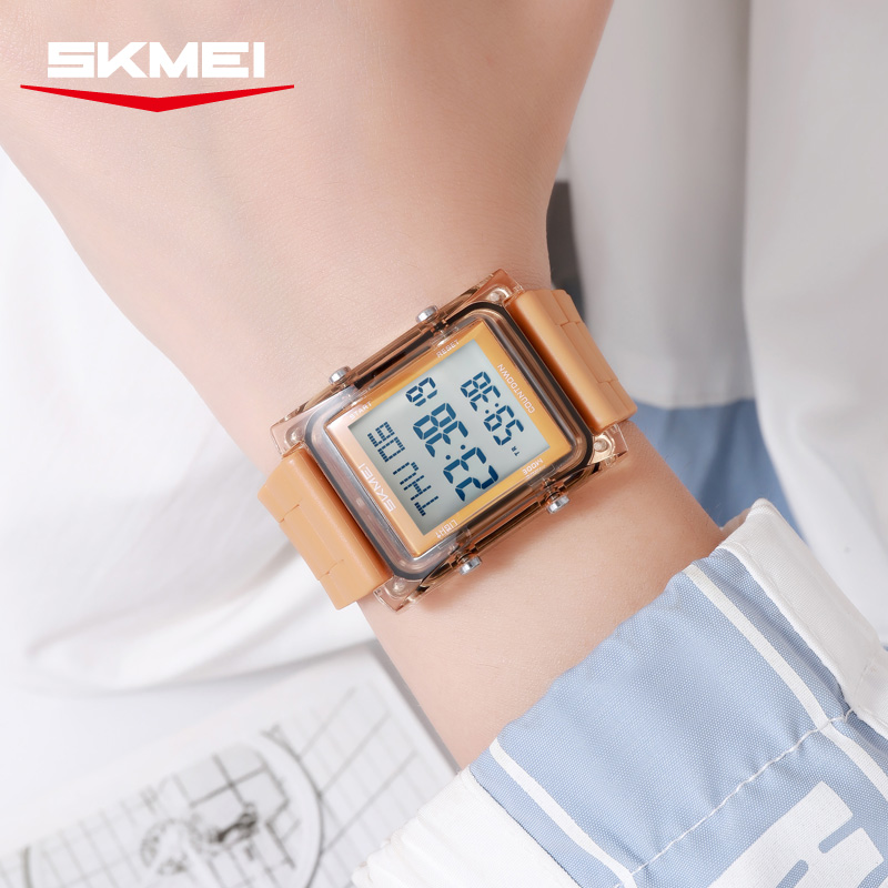 2787 SKMEI Retro Square Digital Watch Khaki Sport Wristwatch