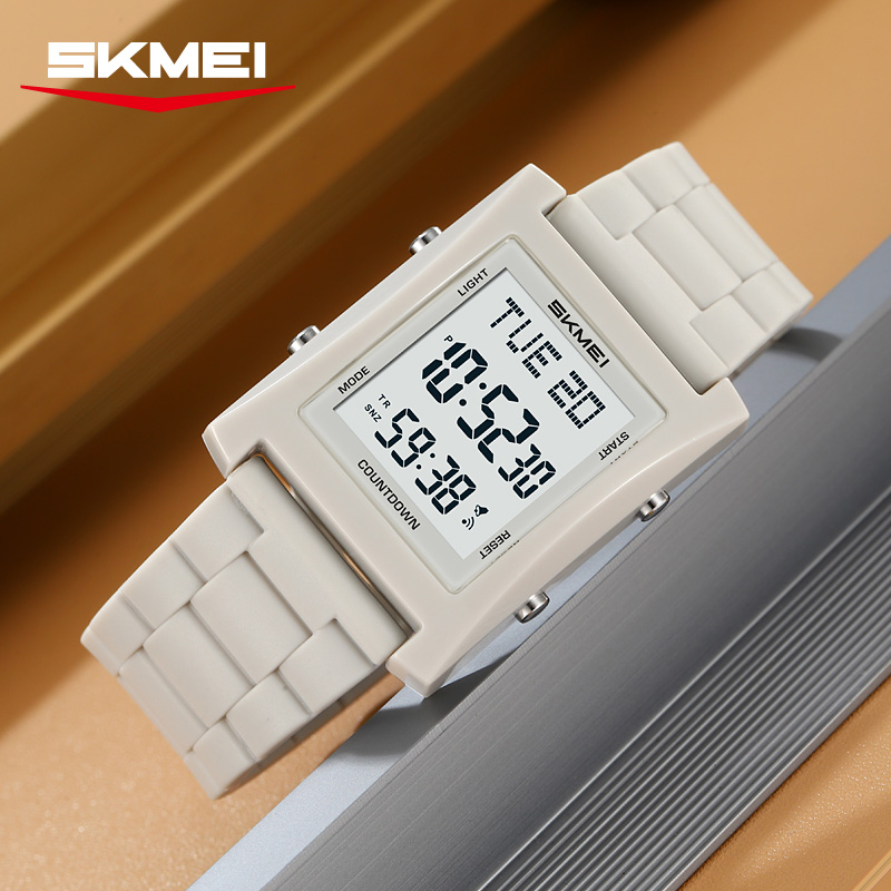 2787 SKMEI Retro Square Digital Watch Khaki Sport Wristwatch