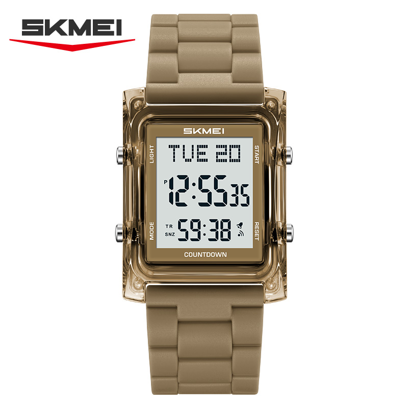 2787 SKMEI Retro Square Digital Watch Khaki Sport Wristwatch