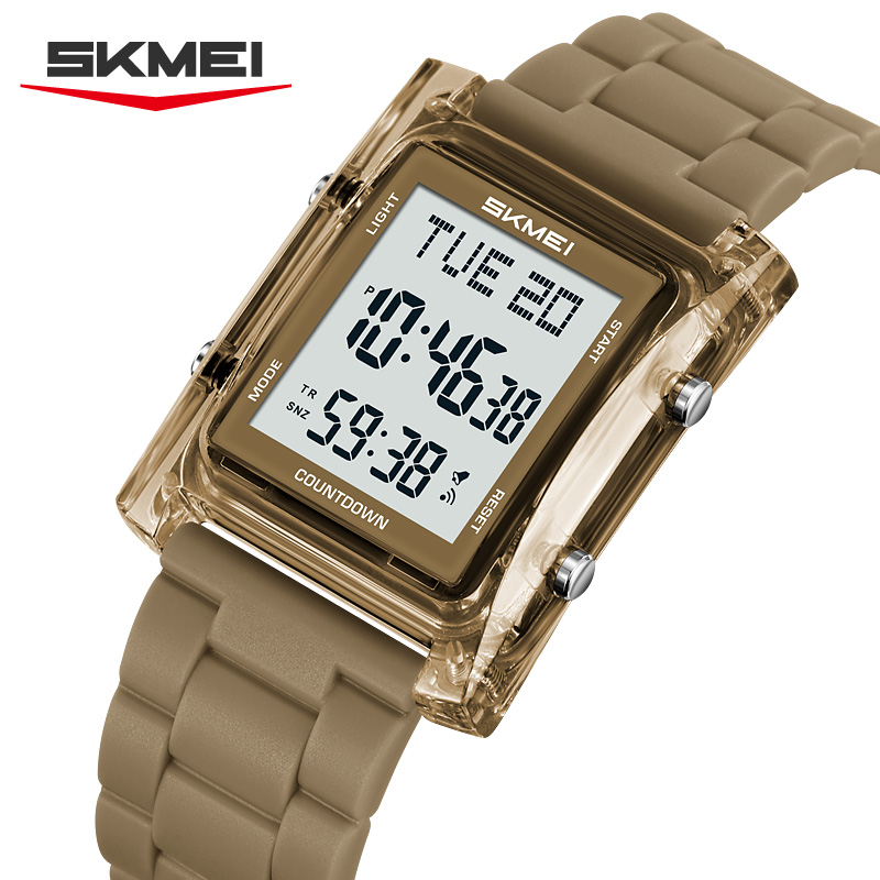 2787 SKMEI Retro Square Digital Watch Khaki Sport Wristwatch
