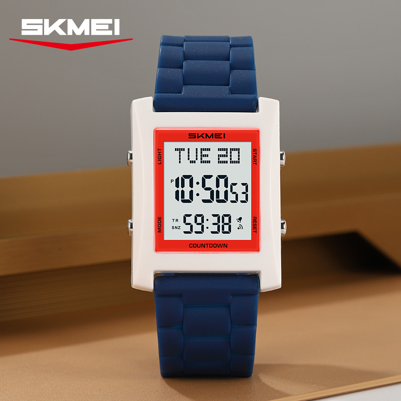 2787 SKMEI Retro Square Digital Watch Khaki Sport Wristwatch