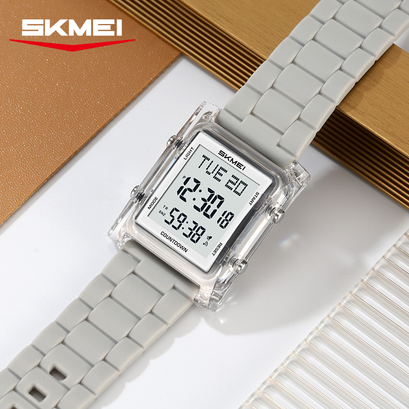 2787 SKMEI Retro Square Digital Watch Khaki Sport Wristwatch