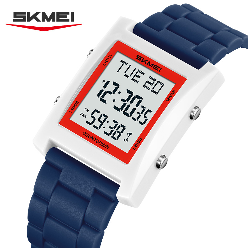2787 SKMEI Retro Square Digital Watch Khaki Sport Wristwatch