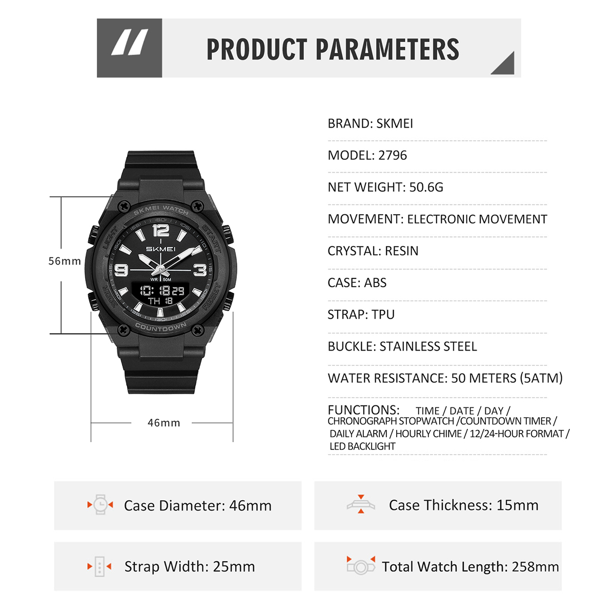 SKMEI 2796 SKMEI Men’s Outdoor Military Sports Watch