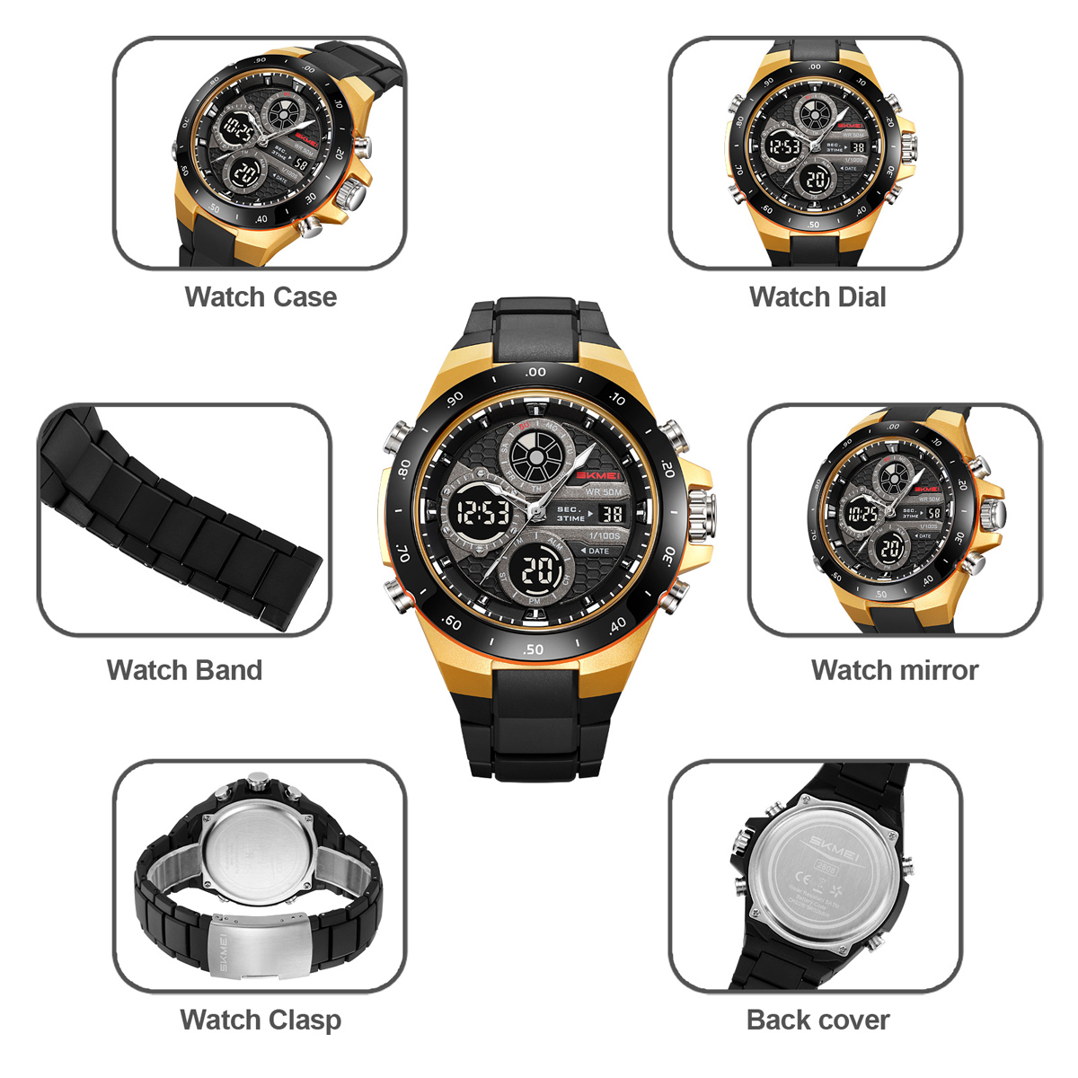 SKMEI 2808 Dual Display Sport Watch 50M Waterproof