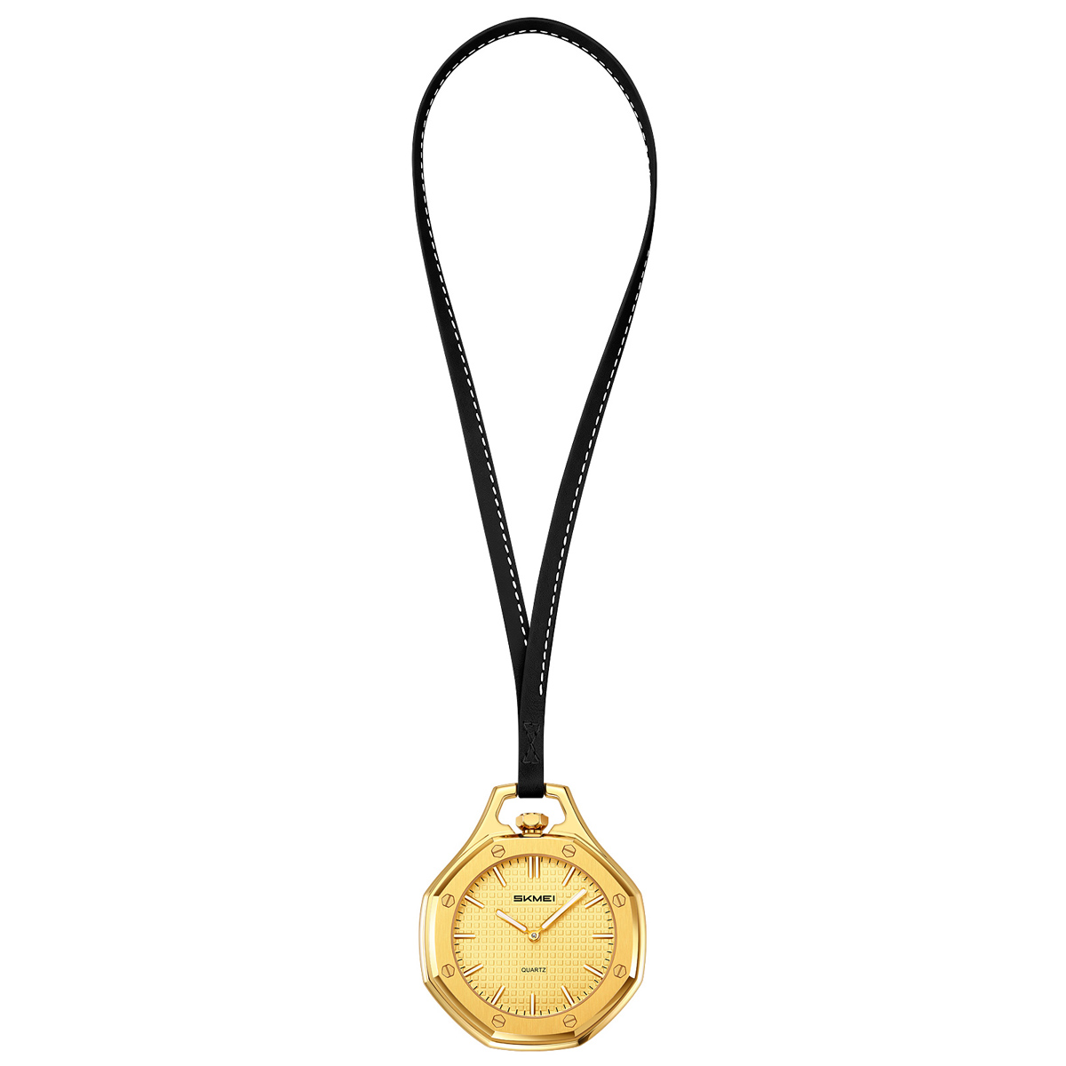 SKMEI 2865 Octagonal Analog Pocket Watch Necklace with Leather Lanyard