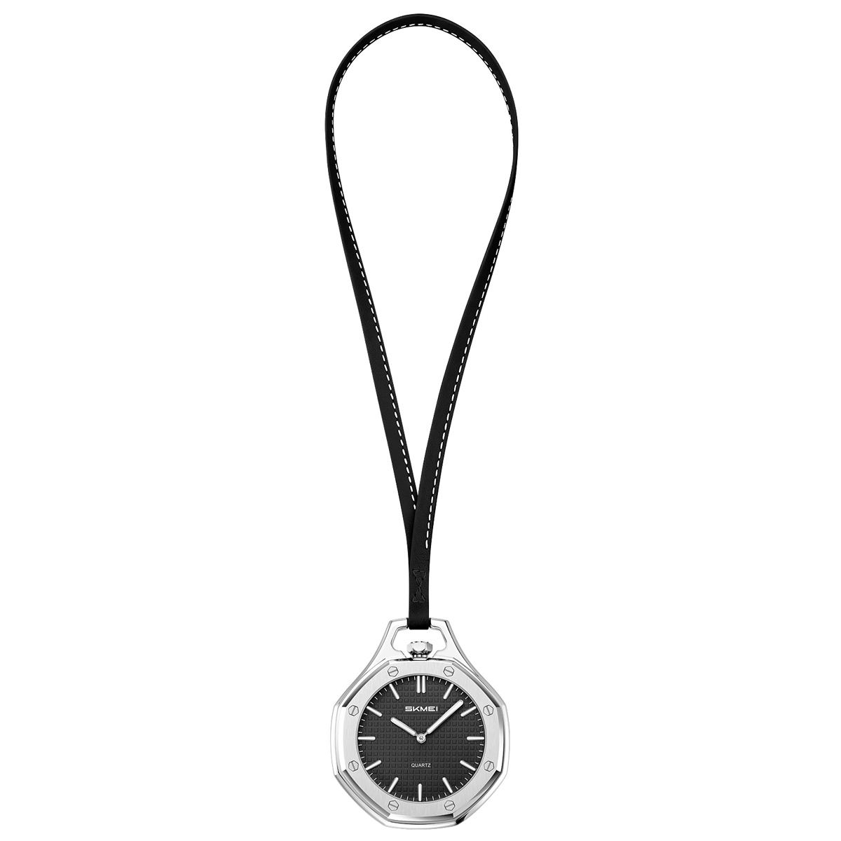 SKMEI 2865 Octagonal Analog Pocket Watch Necklace with Leather Lanyard