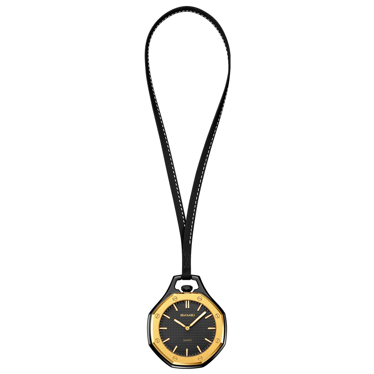 SKMEI 2865 Octagonal Analog Pocket Watch Necklace with Leather Lanyard