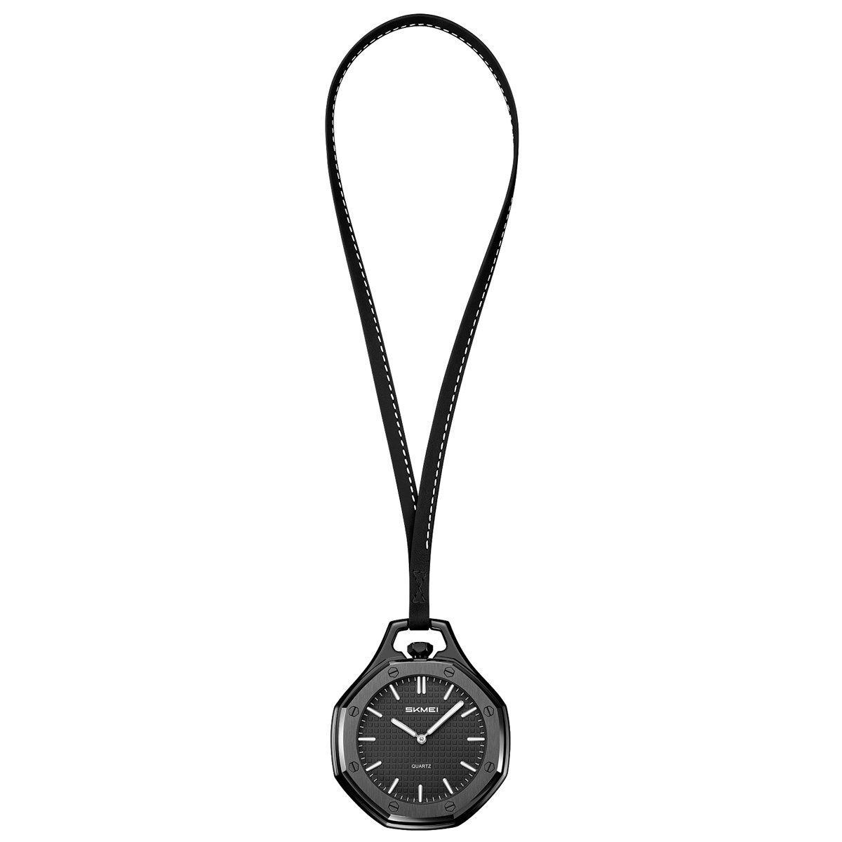 SKMEI 2865 Octagonal Analog Pocket Watch Necklace with Leather Lanyard
