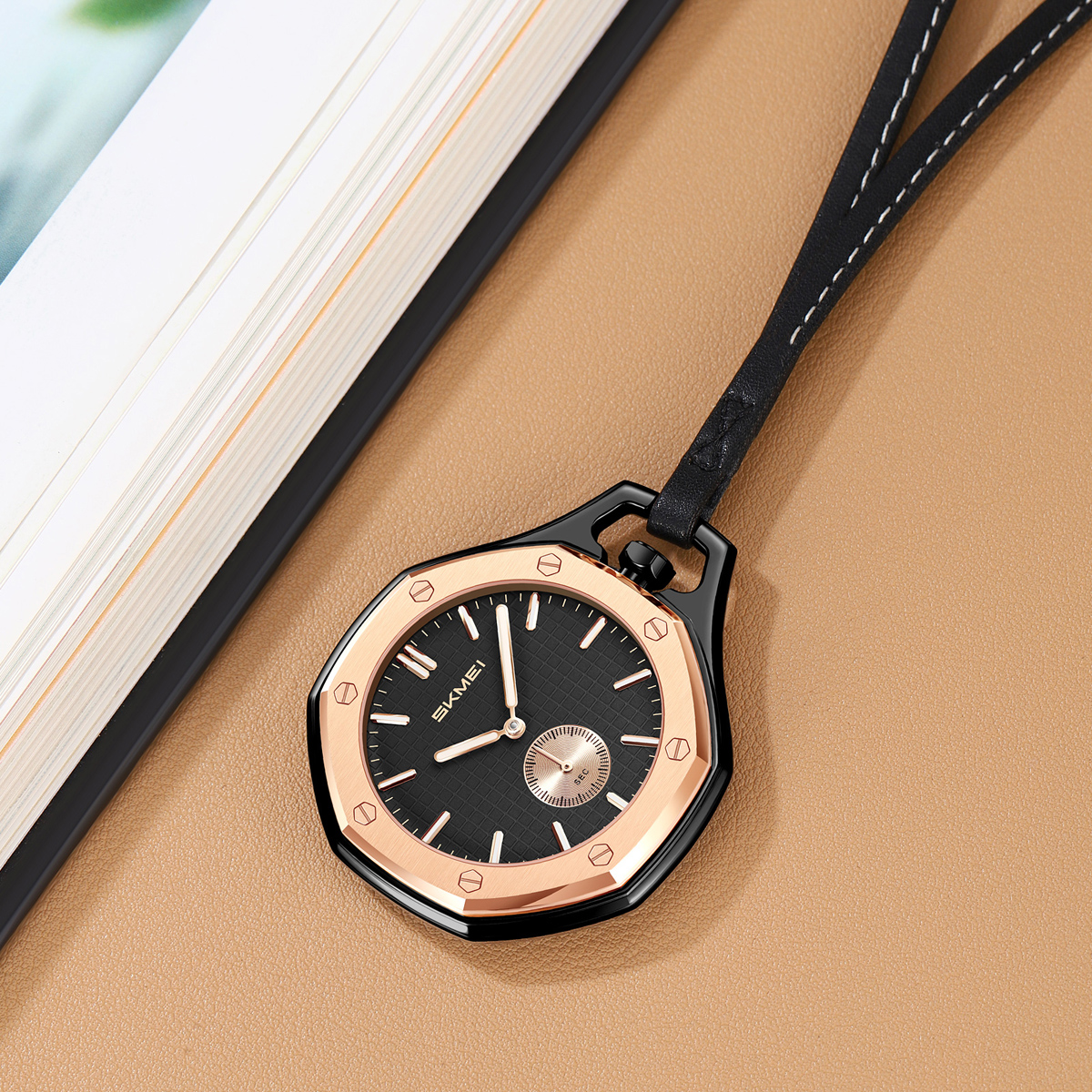 SKMei 2866 Wholesale SKMEI Octagonal Gold Dial Quartz Pocket Watch