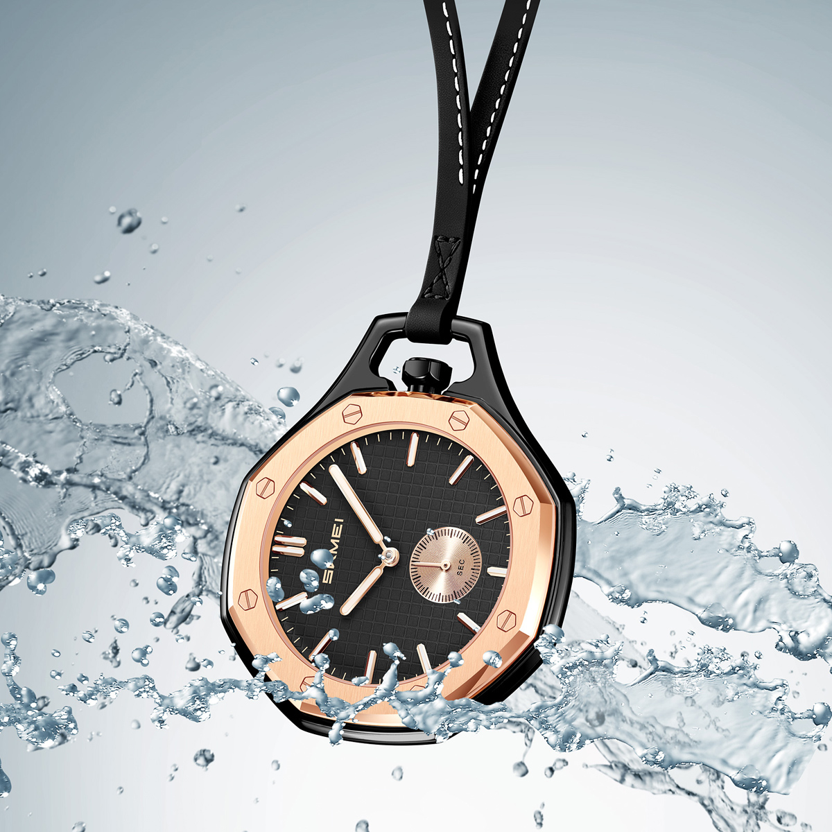 SKMei 2866 Wholesale SKMEI Octagonal Gold Dial Quartz Pocket Watch