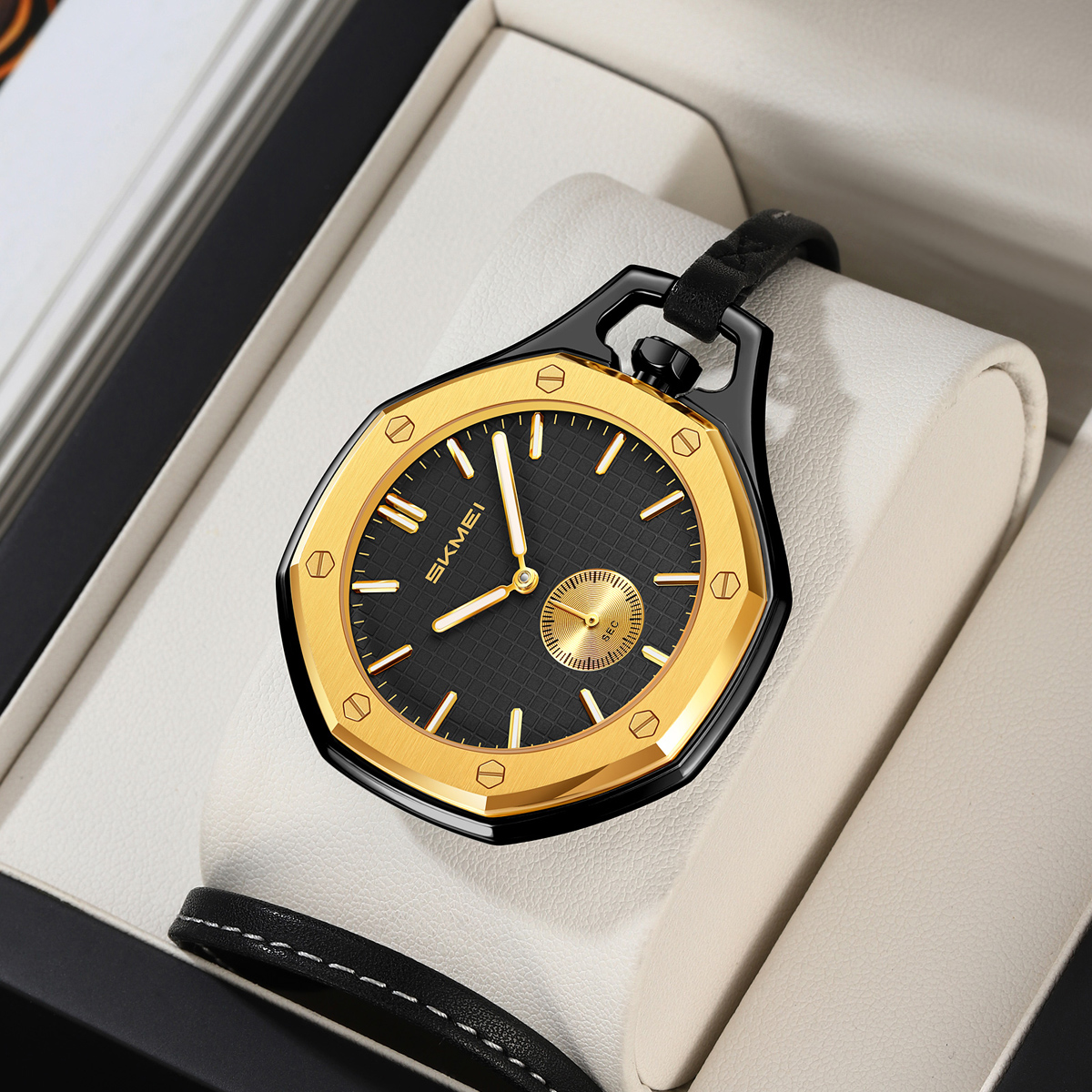 SKMei 2866 Wholesale SKMEI Octagonal Gold Dial Quartz Pocket Watch