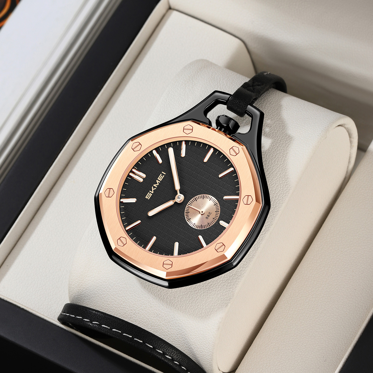 SKMei 2866 Wholesale SKMEI Octagonal Gold Dial Quartz Pocket Watch