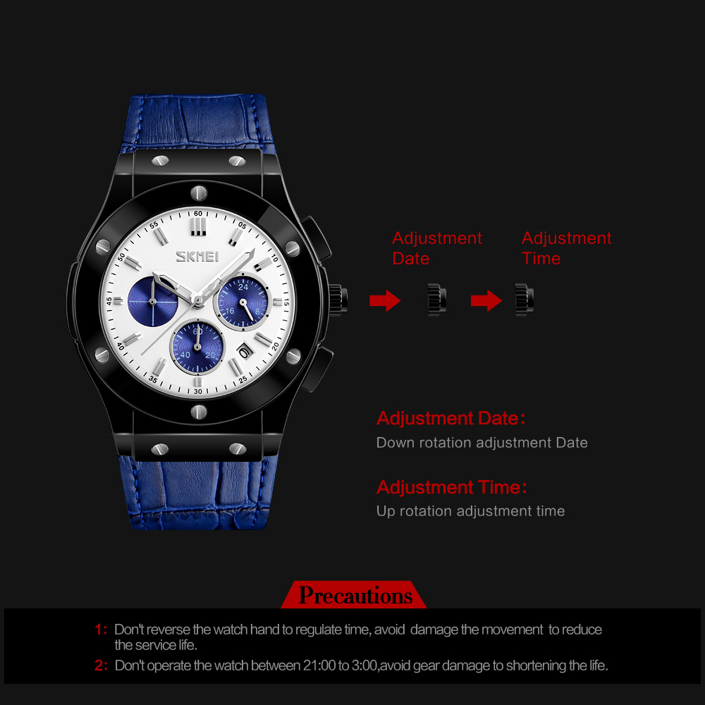 SKMEI 9157 LEATHER QUARTZ WATCH WHOLESALER