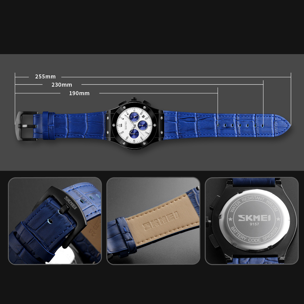 SKMEI 9157 LEATHER QUARTZ WATCH WHOLESALER